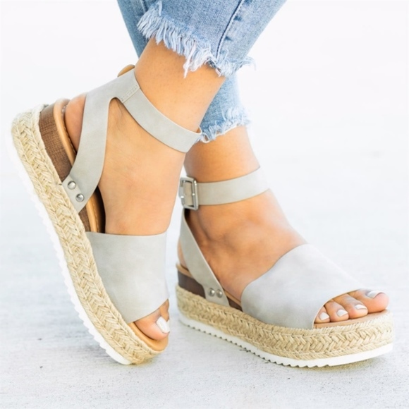 HELLO SPRING Comfy Wedges - GREY - Picture 2 of 2